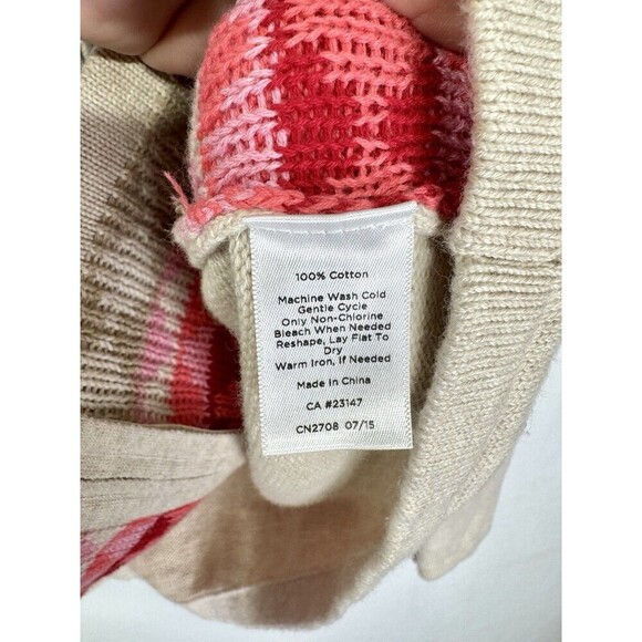 Talbots Argyle Full Zip Jacket Cardigan Womens XL Tan Pink Blue Diamond Sweater - Picture 4 of 8